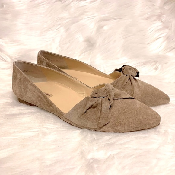 Rare* PAUL GREEN Nova Flat Antelope Suede size 10 • tan bow tie flat pointed toe - Picture 2 of 14